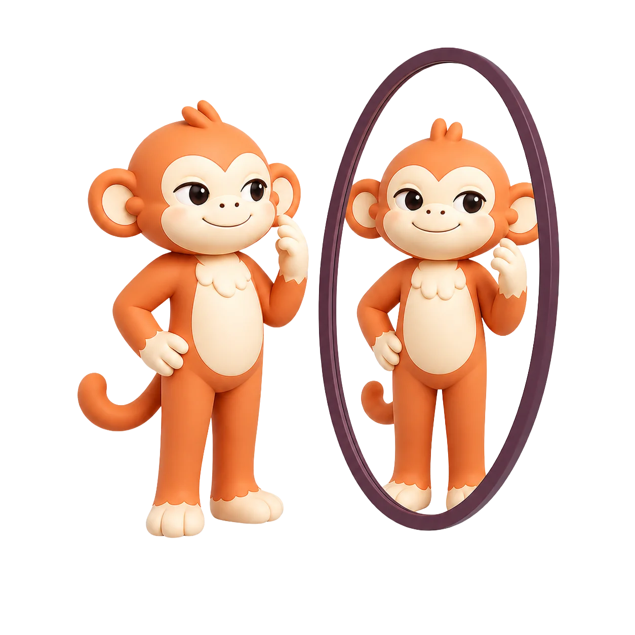 Buddy devant un miroir, regard apaisé